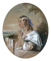Mary Ann Sharpe (British, 1802-1867), 19th century watercolour and gouache on paper, portrait of a