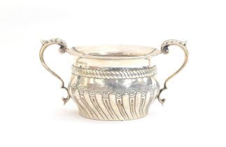 A late Victorian twin handled bowl, Barnabas Blackburn, London 1897, with twin acanthus capped