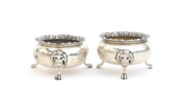 A near pair of silver salts in George III style by Nayler Brothers, London 1954 and 1956, 6.1ozt