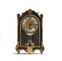 A Louis XV ormolu mounted and boulle mantel clock by Decovigny, mid 18th century, brass embossed