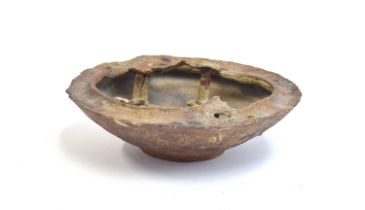 Robert Fournier (1915-2008), studio pottery crater bowl, marked RF to base, 22cm diameter, 7cm