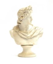 A Victorian parian bust of the Roman God Apollo, after C Delpech, 37.5cm high