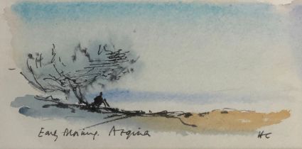 Sir Hugh Casson (1910-1999), 'Early Morning Aegina', watercolour, initialled and titled, 9x18cm