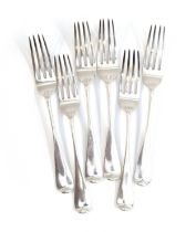 A set of six Victorian Hanoverian pattern table forks by H J Lias & Son, London 1873, 13.6ozt