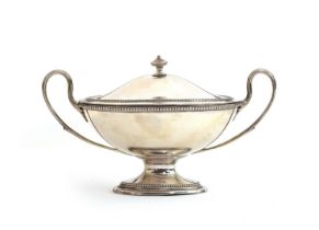 A George III silver twin handled urn and cover, with bedded rim, by Daniel Smith & Robert Sharp,