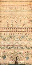 American interest: A rare American early 18th century needlework alphabet sampler worked by