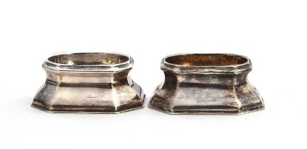 A pair of George II trencher salts by James Stone, London 1735, of octagonal form, 7.5cm wide, 2.