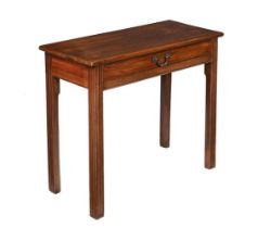 A George III and later mahogany side table, with single frieze drawer, 84cm wide, 33.5cm deep,