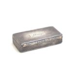 A George IV silver snuff box, Birmingham 1831, rectangular, engine turned decoration and reeded