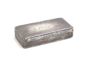 A George IV silver snuff box, Birmingham 1831, rectangular, engine turned decoration and reeded