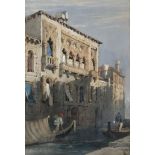 Samuel Prout (1783-1852), watercolour of a Venetian palazzo, 27.5x18.5cm