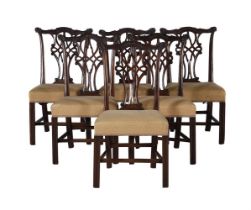 A set of six 19th century mahogany dining chairs, in George III Chippendale style