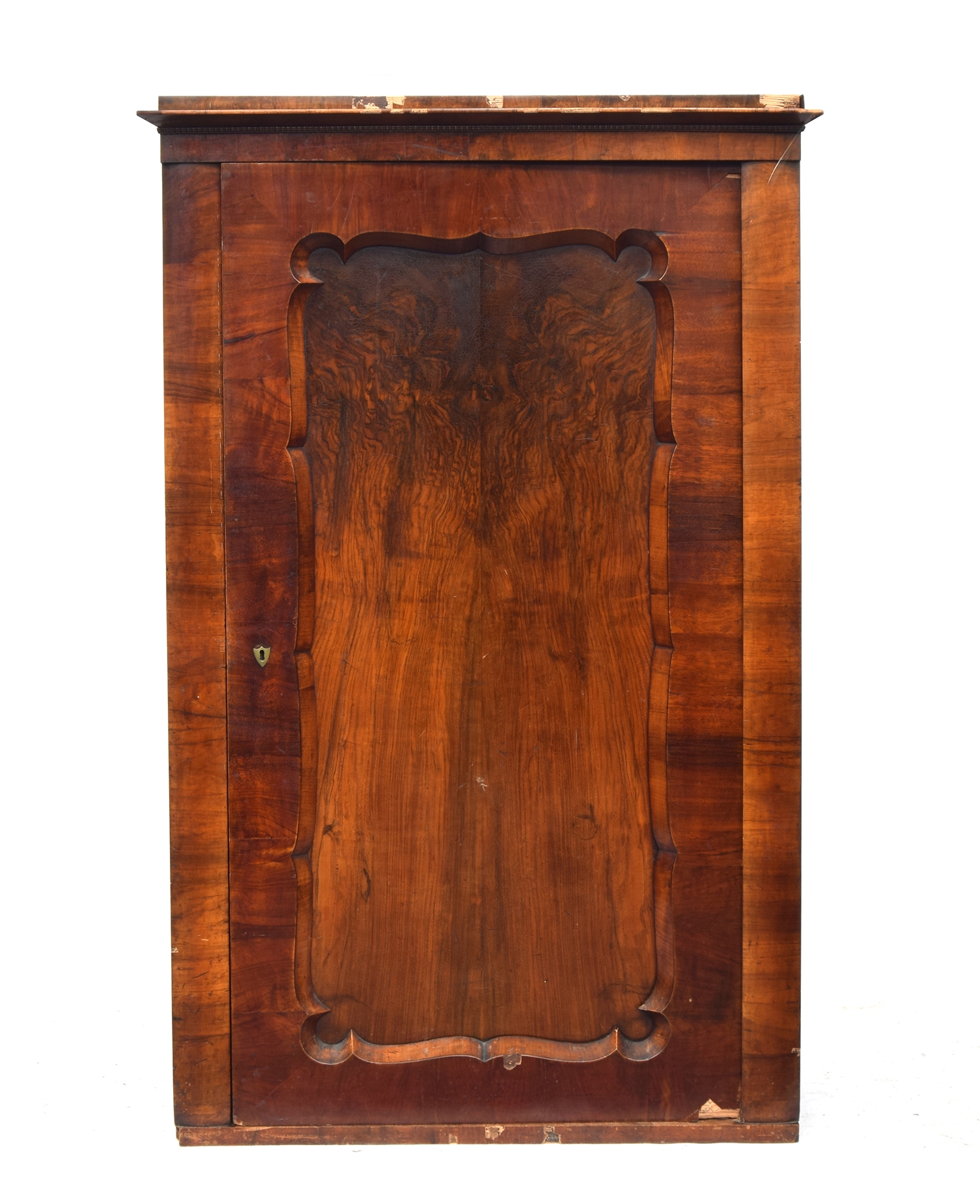 A Biedermeier walnut cabinet, c.1820, the cupboard door with wavy edge, 102cm wide, 49cm deep, 159cm - Image 2 of 2