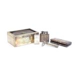 A mixed lot of items, to include a silver lighter by Wagner & Gerstley Ltd, London 1923; a