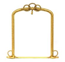 A large 19th century giltwood and gesso overmantel mirror, with all round ropetwist detail, 122cm