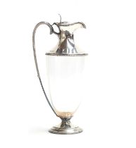 A late Victorian silver mounted claret jug by W & C Sissons, Sheffield 1893. plain silver neck and
