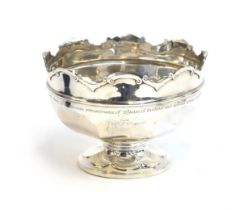 An Edwardian silver rose bowl by Sibray, Hall & Co Ltd, London 1910, shaped edge and spreading
