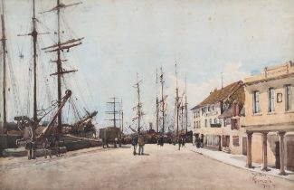 20th century watercolour, 'Poole Quay', signed Bernard and dated July '95, 45x70cm