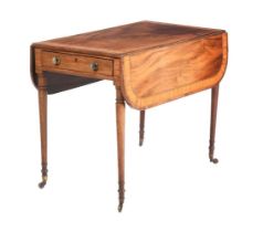 A George III mahogany and satinwood crossbanded Pembroke table, c.1800, 54cm wide (103cm with leaves