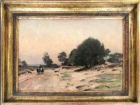 Eugen Dücker (1841-1916), landscape, oil on board, signed lower right and to verso, 31x46cm