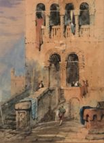 Samuel Prout (1783-1852), 'Palace at Venice', watercolour, 23x16.5cm