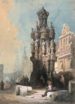 David Roberts RA (1796-1864), watercolour of a continental street, signed and dated 1830 lower left,