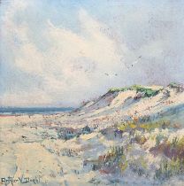 Arthur Vidal Diehl (American, 1870-1929), study of sand dunes, bears label to verso for 'Haley &