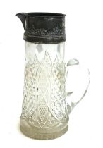 A cut glass and plated jug, 29cmH