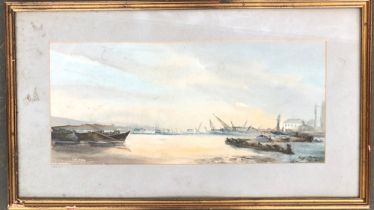 20th century watercolour, 'Poole Vista', signed indistinctly 'Ralph...' and dated '61, 22x51cm