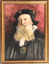 20th century watercolour, portrait of a bearded man in a hat, 36x26cm