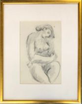 Jean George Simon (1894-1968), charcoal on paper, nude study, 27x18cm