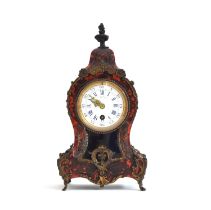 A 19th century German boulle and ormolu mantel clock, of bombe form, signed enamel dial with blue