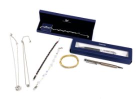 A quantity of Swarovski jewellery together with Swarovski pens