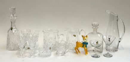 A mixed lot of cut and other glassware to include Thomas Webb crystal decanter and stemmed