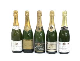 5 bottles of Champagne - Jackmann & Co Brut (75cl/12%), Serge Godmé Grand Reserve (75cl/12%), Vve
