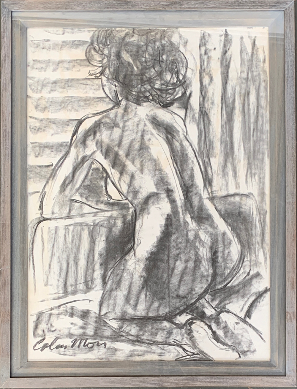 Colin Moss A.R.C.A. (1914-2005) Nude kneeling, charcoal, signed lr.lt, 69 x 49cm - Image 2 of 2