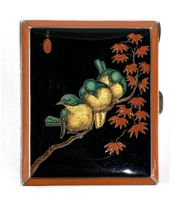 An Art Deco likely Austrian silver and enamel cigarette case in the Japanese taste, the black and