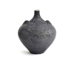 Tim Andrews (b.1960), studio pottery Raku lugged vase, impressed mark TA, 18cm high