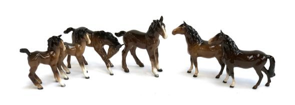 A collection of six Beswick ponies, the tallest 15.5cmH (6)