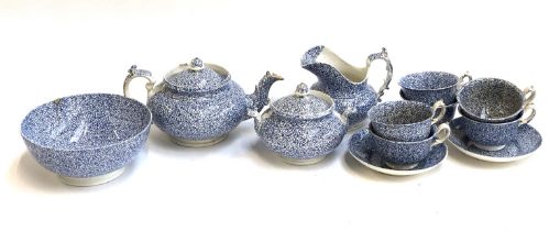 A 19th century Hackwood part tea service with transfer printed design, stamped to base