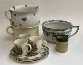 A Bourne Denby 1897 stoneware Queen Victoria diamond jubilee mug; together with various chamber