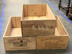 Three wine crates, to include Saint Emilion Grand Cruz