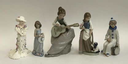 A collection of figurines to include Lladro, NAO, Coalport and Casdes, the tallest 25cmH