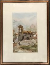 20th century watercolour of a church, signed indistinctly and dated '86, 23x15cm