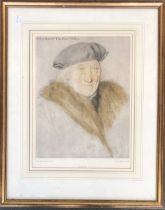 A framed print by Hans Holbein the Younger of Sir John More, published by Royal Windsor Library,