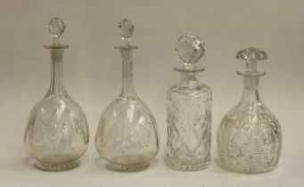 Four cut glass decanters, to include Webb Corbett