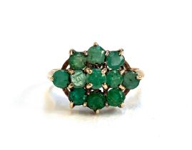 A 9ct gold emerald cluster ring, size Q, 2.8g