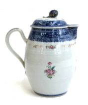 A 19th century armorial teapot, lid repaired, the clan MacDonald motto 'Per Mare Per Terras', 23cmH