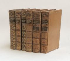 BINDINGS: six uniform calf bindings from mid-19th C. 'Webster's Works' in one vol; 'Chaucer's