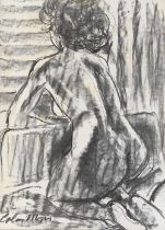 Colin Moss A.R.C.A. (1914-2005) Nude kneeling, charcoal, signed lr.lt, 69 x 49cm